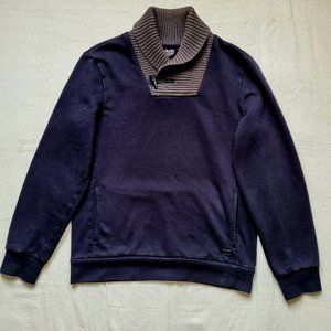 Armani Exchange Superior Quality Men's Hem Shawl Neckline Sweater, Medium, Navy,